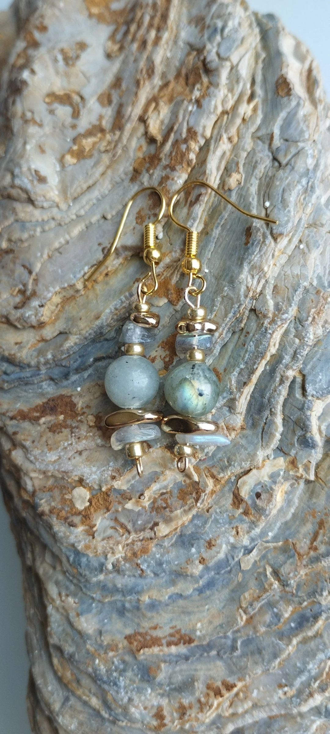 🧿🎁🪨Beautiful Labradorite and Hematite Earrings Gold Plated🪨🎁🧿 – photo 8